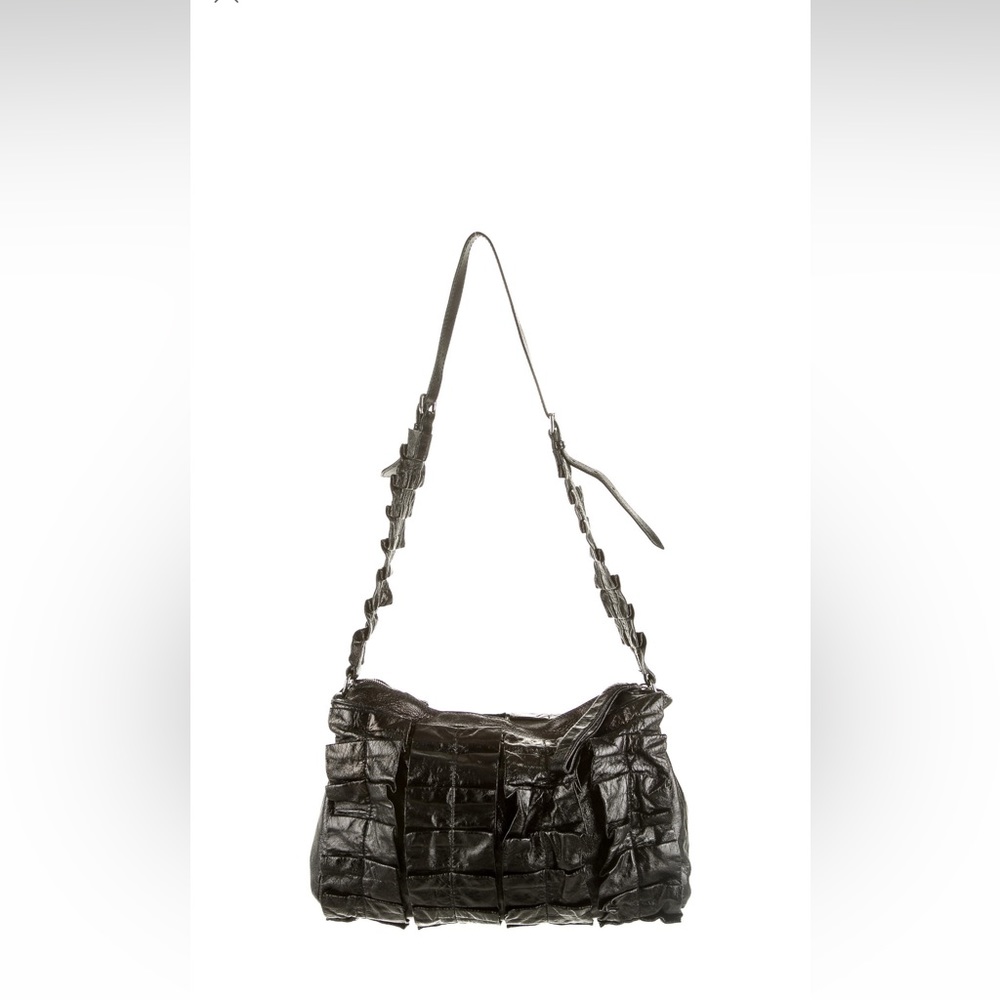 Min Miu Ruffled Leather Crossbody Bag